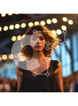 Σετ των 2 Intra Συλλεκτικό Ξύλινο Παζλ Plywood  4mm - Κομψό μαύρο φόρεμα με επικάλυψη λουλουδιών στο διάδρομο Σε Ξύλινο Κουτί - Διαστάσεις: 10x10 cm – 25 κομμάτια