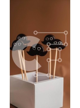 Intra Συλλεκτικό Ξύλινο Παζλ Plywood  4mm - Popsicles σε σχήμα μουστάκι σε λευκό κουτί Σε Ξύλινο Κουτί - Διαστάσεις: 10x10 cm – 25 κομμάτια