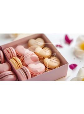 Σετ των 2 Intra Συλλεκτικό Ξύλινο Παζλ Plywood  4mm - Ποικιλία μακαρόν σε ροζ κουτί με λουλούδια Σε Ξύλινο Κουτί - Διαστάσεις: 10x10 cm – 25 κομμάτια