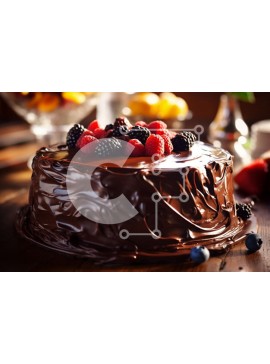 Σετ των 2 Intra Συλλεκτικό Ξύλινο Παζλ Plywood  4mm - Αφεθείτε στον πλούτο του κέικ σοκολάτας με φρέσκα μούρα Σε Ξύλινο Κουτί - Διαστάσεις: 10x10 cm – 25 κομμάτια