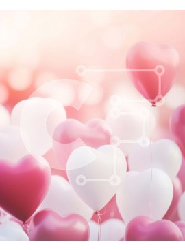 Intra Συλλεκτικό Ξύλινο Παζλ Plywood  4mm - Ομάδα ροζ και λευκών μπαλονιών σε σχήμα καρδιάς που επιπλέουν στον αέρα Σε Ξύλινο Κουτί - Διαστάσεις Puzzle: 10x10 cm – 25 κομμάτια