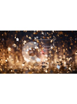 Intra Συλλεκτικό Ξύλινο Παζλ Plywood  4mm - Χρυσά αστέρια που πέφτουν από το φόντο του ουρανού Σε Ξύλινο Κουτί - Διαστάσεις Puzzle: 10x10 cm – 25 κομμάτια