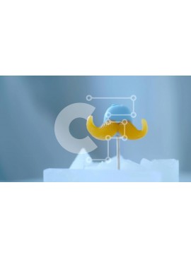 Σετ των 2 Intra Συλλεκτικό Ξύλινο Παζλ Plywood  4mm - Μπλε και κίτρινο μουστάκι κέικ σε παγάκι Σε Ξύλινο Κουτί - Διαστάσεις: 10x10 cm – 25 κομμάτια