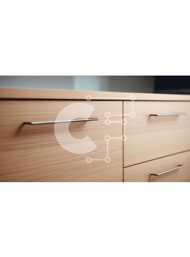 Intra Συλλεκτικό Ξύλινο Παζλ Plywood  4mm - Κοντινή όψη ενός σύγχρονου ξύλινου ντουλαπιού με μεταλλική λαβή Σε Ξύλινο Κουτί - Διαστάσεις Puzzle: 10x10 cm – 25 κομμάτια