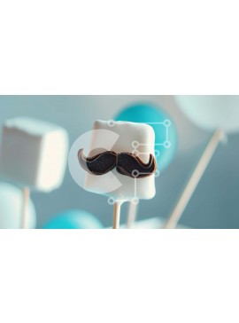 Σετ των 2 Intra Συλλεκτικό Ξύλινο Παζλ Plywood  4mm - Marshmallow Pop σε σχήμα μουστάκι σε μπλε και λευκά μπαλόνια Σε Ξύλινο Κουτί - Διαστάσεις: 10x10 cm – 25 κομμάτια