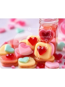 Σετ των 2 Intra Συλλεκτικό Ξύλινο Παζλ Plywood  4mm - Πιάτο με καραμέλες και γλυκά σε σχήμα καρδιάς Σε Ξύλινο Κουτί - Διαστάσεις: 10x10 cm – 25 κομμάτια