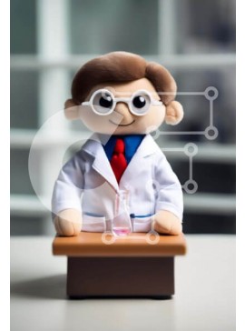 Intra Συλλεκτικό Ξύλινο Παζλ Plywood  4mm - Stuffed Scientist σε εργαστηριακό περιβάλλον Σε Ξύλινο Κουτί - Διαστάσεις Puzzle: 10x10 cm – 25 κομμάτια