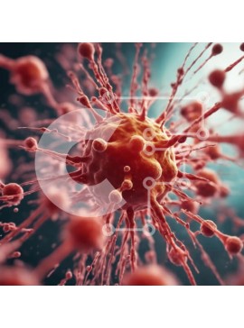 Intra Συλλεκτικό Ξύλινο Παζλ Plywood  4mm - Καρκινικό κύτταρο που περιβάλλεται από ερυθρά αιμοσφαίρια Σε Ξύλινο Κουτί - Διαστάσεις Puzzle: 10x10 cm – 25 κομμάτια