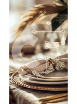 Intra Συλλεκτικό Ξύλινο Παζλ Plywood  4mm - Κομψή ρύθμιση τραπεζαρίας με επιχρυσωμένο πιρούνι Σε Ξύλινο Κουτί - Διαστάσεις: 10x10 cm – 25 κομμάτια