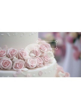 Σετ των 2 Intra Συλλεκτικό Ξύλινο Παζλ Plywood  4mm - Κομψή τούρτα τριών επιπέδων με ροζ τριαντάφυλλα Σε Ξύλινο Κουτί - Διαστάσεις: 10x10 cm – 25 κομμάτια