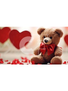 Intra Συλλεκτικό Ξύλινο Παζλ Plywood  4mm - Γιορτή του Αγίου Βαλεντίνου με καφέ αρκουδάκι και βότσαλα σε σχήμα καρδιάς Σε Ξύλινο Κουτί - Διαστάσεις Puzzle: 10x10 cm – 25 κομμάτια