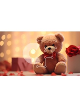 Intra Συλλεκτικό Ξύλινο Παζλ Plywood  4mm - Αρκουδάκι για την ημέρα του Αγίου Βαλεντίνου με κόκκινα ροδοπέταλα Σε Ξύλινο Κουτί - Διαστάσεις Puzzle: 10x10 cm – 25 κομμάτια