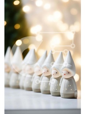 Intra Συλλεκτικό Ξύλινο Παζλ Plywood  4mm - Σειρά από λευκά αγαλματίδια σε αναμμένο φόντο Σε Ξύλινο Κουτί - Διαστάσεις Puzzle: 10x10 cm – 25 κομμάτια