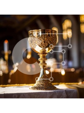 Intra Συλλεκτικό Ξύλινο Παζλ Plywood  4mm - Κομψό χρυσό κύπελλο σε διακοσμημένο τραπέζι Σε Ξύλινο Κουτί - Διαστάσεις Puzzle: 10x10 cm – 25 κομμάτια