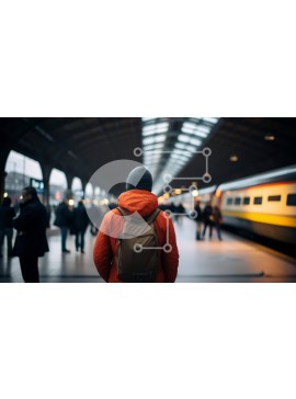 Intra Συλλεκτικό Ξύλινο Παζλ Plywood  4mm - Άτομο που περιμένει στο σιδηροδρομικό σταθμό Σε Ξύλινο Κουτί - Διαστάσεις Puzzle: 10x10 cm – 25 κομμάτια