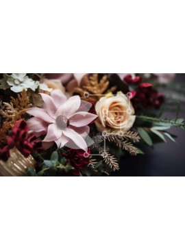 Intra Συλλεκτικό Ξύλινο Παζλ Plywood  4mm - Πολύχρωμο μπουκέτο λουλούδια σε ροζ, κόκκινο και λευκό Σε Ξύλινο Κουτί - Διαστάσεις Puzzle: 10x10 cm – 25 κομμάτια