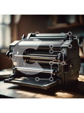 Intra Συλλεκτικό Ξύλινο Παζλ Plywood  4mm - Μαύρος εκτυπωτής σε ξύλινο τραπέζι Σε Ξύλινο Κουτί - Διαστάσεις Puzzle: 10x10 cm – 25 κομμάτια