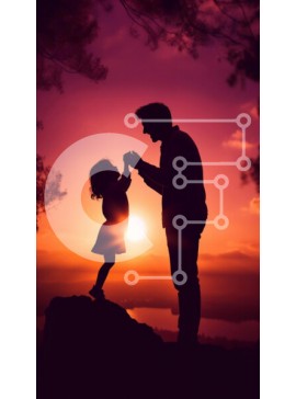 Σετ των 2 Intra Συλλεκτικό Ξύλινο Παζλ Plywood  4mm - Ηλικιωμένος άνδρας και νεαρή κόρη στο βουνό στο ηλιοβασίλεμα Σε Ξύλινο Κουτί - Διαστάσεις: 10x10 cm – 25 κομμάτια