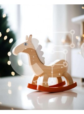 Intra Συλλεκτικό Ξύλινο Παζλ Plywood  4mm - Ξύλινο κουνιστό παιχνίδι αλόγων με χριστουγεννιάτικο δέντρο Σε Ξύλινο Κουτί - Διαστάσεις Puzzle: 10x10 cm – 25 κομμάτια