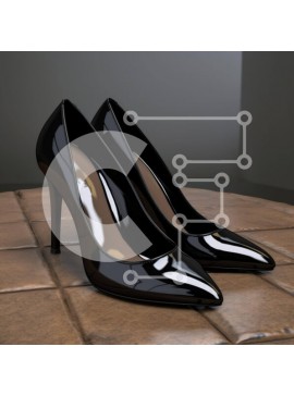 Σετ των 2 Intra Συλλεκτικό Ξύλινο Παζλ Plywood  4mm - Κομψά μαύρα ψηλοτάκουνα παπούτσια σε δάπεδο με πλακάκια Σε Ξύλινο Κουτί - Διαστάσεις: 10x10 cm – 25 κομμάτια