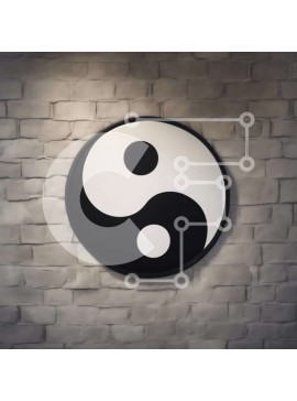 Intra Συλλεκτικό Ξύλινο Παζλ Plywood  4mm - Σημάδι Γιν στον παλιό τουβλότοιχο Σε Ξύλινο Κουτί - Διαστάσεις Puzzle: 10x10 cm – 25 κομμάτια