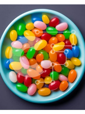 Σετ των 2 Intra Συλλεκτικό Ξύλινο Παζλ Plywood  4mm - Πολύχρωμα φασόλια ζελέ σε μπλε μπολ Σε Ξύλινο Κουτί - Διαστάσεις: 10x10 cm – 25 κομμάτια