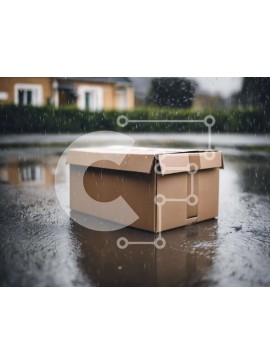 Intra Συλλεκτικό Ξύλινο Παζλ Plywood  4mm - Καφέ χάρτινο κουτί σε υγρό πεζοδρόμιο Σε Ξύλινο Κουτί - Διαστάσεις Puzzle: 10x10 cm – 25 κομμάτια