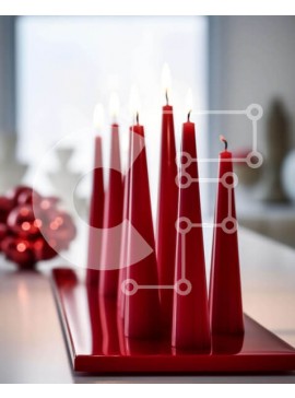 Intra Συλλεκτικό Ξύλινο Παζλ Plywood  4mm - Εορταστικά κόκκινα κεριά στο δίσκο Σε Ξύλινο Κουτί - Διαστάσεις Puzzle: 10x10 cm – 25 κομμάτια