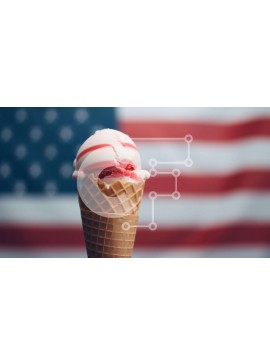 Σετ των 2 Intra Συλλεκτικό Ξύλινο Παζλ Plywood  4mm - Κώνος παγωτού αμερικανικής σημαίας Σε Ξύλινο Κουτί - Διαστάσεις: 10x10 cm – 25 κομμάτια