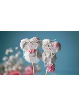 Σετ των 2 Intra Συλλεκτικό Ξύλινο Παζλ Plywood  4mm - Wedding Cake Pops - Επιδόρπια για νύφη και γαμπρό Σε Ξύλινο Κουτί - Διαστάσεις: 10x10 cm – 25 κομμάτια