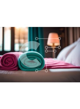 Intra Συλλεκτικό Ξύλινο Παζλ Plywood  4mm - Τακτοποιημένες πετσέτες σε κρεβάτι με φωτιστικό στο βάθος Σε Ξύλινο Κουτί - Διαστάσεις Puzzle: 10x10 cm – 25 κομμάτια