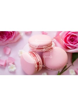 Σετ των 2 Intra Συλλεκτικό Ξύλινο Παζλ Plywood  4mm - Φρεσκοψημένα ροζ αμυγδαλωτά σε ένα ροζ τραπέζι με τριαντάφυλλα και λευκά λουλούδια Σε Ξύλινο Κουτί - Διαστάσεις: 10x10 cm – 25 κομμάτια