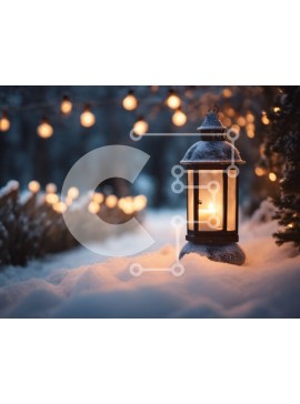 Intra Συλλεκτικό Ξύλινο Παζλ Plywood  4mm - Snowy Lantern Lit από το φως των κεριών Σε Ξύλινο Κουτί - Διαστάσεις Puzzle: 10x10 cm – 25 κομμάτια