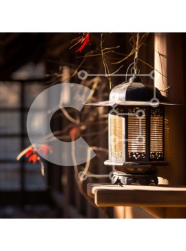 Intra Συλλεκτικό Ξύλινο Παζλ Plywood  4mm - Κτήριο εμπνευσμένο από την Ασία με φανάρι στο ράφι Σε Ξύλινο Κουτί - Διαστάσεις Puzzle: 10x10 cm – 25 κομμάτια