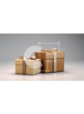 Intra Συλλεκτικό Ξύλινο Παζλ Plywood  4mm - Καφέ κουτιά δώρων με κορδέλα σε γκρι φόντο Σε Ξύλινο Κουτί - Διαστάσεις Puzzle: 10x10 cm – 25 κομμάτια