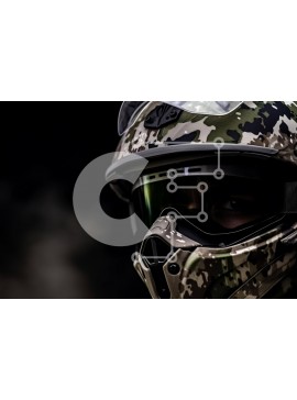 Intra Συλλεκτικό Ξύλινο Παζλ Plywood  4mm - Άτομο που φορά κράνος παραλλαγής στρατού και γυαλιά Σε Ξύλινο Κουτί - Διαστάσεις Puzzle: 10x10 cm – 25 κομμάτια