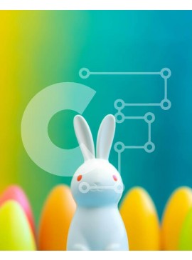 Intra Συλλεκτικό Ξύλινο Παζλ Plywood  4mm - Πολύχρωμα Πασχαλινά αυγά με λευκό ειδώλιο λαγουδάκι Σε Ξύλινο Κουτί - Διαστάσεις Puzzle: 10x10 cm – 25 κομμάτια