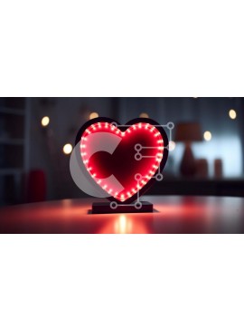 Intra Συλλεκτικό Ξύλινο Παζλ Plywood  4mm - Φως LED σε σχήμα καρδιάς στο τραπέζι στο δωμάτιο Σε Ξύλινο Κουτί - Διαστάσεις Puzzle: 10x10 cm – 25 κομμάτια