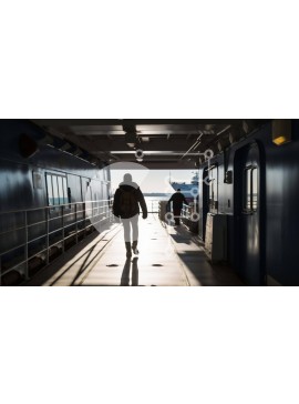 Intra Συλλεκτικό Ξύλινο Παζλ Plywood  4mm - Άτομο που περπατά σε ένα υπαίθριο πορθμείο Σε Ξύλινο Κουτί - Διαστάσεις Puzzle: 10x10 cm – 25 κομμάτια