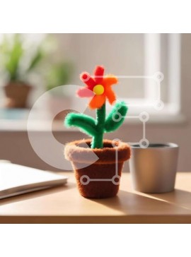 Intra Συλλεκτικό Ξύλινο Παζλ Plywood  4mm - Άνετο γραφείο με τσόχα γλάστρα και φλιτζάνι καφέ Σε Ξύλινο Κουτί - Διαστάσεις Puzzle: 10x10 cm – 25 κομμάτια