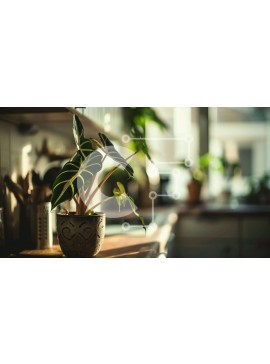 Intra Συλλεκτικό Ξύλινο Παζλ Plywood  4mm - Φυτό σε γλάστρα στον πάγκο της κουζίνας μπροστά από το παράθυρο Σε Ξύλινο Κουτί - Διαστάσεις Puzzle: 10x10 cm – 25 κομμάτια