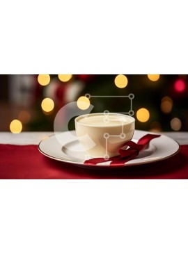 Σετ των 2 Intra Συλλεκτικό Ξύλινο Παζλ Plywood  4mm - Λευκό φλιτζάνι γάλα με κόκκινες κορδέλες Σε Ξύλινο Κουτί - Διαστάσεις: 10x10 cm – 25 κομμάτια