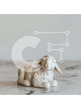 Intra Συλλεκτικό Ξύλινο Παζλ Plywood  4mm - Λευκό κεραμικό ειδώλιο προβάτου σε μαρμάρινο τραπέζι Σε Ξύλινο Κουτί - Διαστάσεις Puzzle: 10x10 cm – 25 κομμάτια