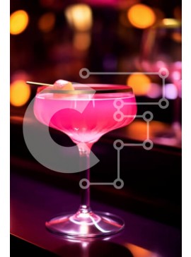 Σετ των 2 Intra Συλλεκτικό Ξύλινο Παζλ Plywood  4mm - Ροζ ποτήρι κοκτέιλ με φέτα πορτοκαλιού στο τραπέζι Σε Ξύλινο Κουτί - Διαστάσεις: 10x10 cm – 25 κομμάτια