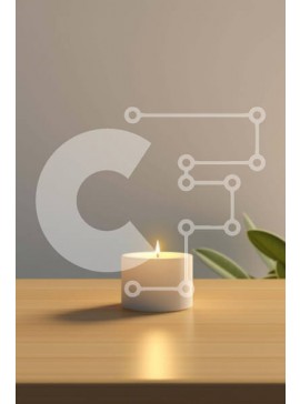 Intra Συλλεκτικό Ξύλινο Παζλ Plywood  4mm - Ξύλινο τραπέζι με αναμμένο κερί και πράσινο φυτό Σε Ξύλινο Κουτί - Διαστάσεις Puzzle: 10x10 cm – 25 κομμάτια