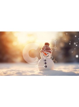 Intra Συλλεκτικό Ξύλινο Παζλ Plywood  4mm - Χιονάνθρωπος στο χιόνι με καπέλο και κασκόλ Σε Ξύλινο Κουτί - Διαστάσεις Puzzle: 10x10 cm – 25 κομμάτια