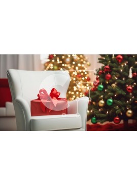 Intra Συλλεκτικό Ξύλινο Παζλ Plywood  4mm - Εορταστικό σαλόνι με λευκή καρέκλα και χριστουγεννιάτικα στολίδια Σε Ξύλινο Κουτί - Διαστάσεις Puzzle: 10x10 cm – 25 κομμάτια