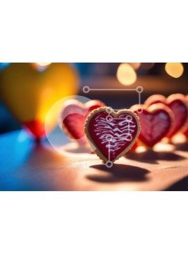 Σετ των 2 Intra Συλλεκτικό Ξύλινο Παζλ Plywood  4mm - Μπισκότα σε σχήμα καρδιάς σε τραπέζι για την ημέρα του Αγίου Βαλεντίνου Σε Ξύλινο Κουτί - Διαστάσεις: 10x10 cm – 25 κομμάτια