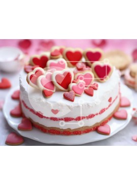 Σετ των 2 Intra Συλλεκτικό Ξύλινο Παζλ Plywood  4mm - Εορταστική τούρτα του Αγίου Βαλεντίνου με στολίδια σε σχήμα καρδιάς Σε Ξύλινο Κουτί - Διαστάσεις: 10x10 cm – 25 κομμάτια