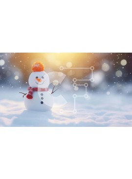 Intra Συλλεκτικό Ξύλινο Παζλ Plywood  4mm - Χιονάνθρωπος στο χιόνι με νιφάδες χιονιού που πέφτουν Σε Ξύλινο Κουτί - Διαστάσεις Puzzle: 10x10 cm – 25 κομμάτια